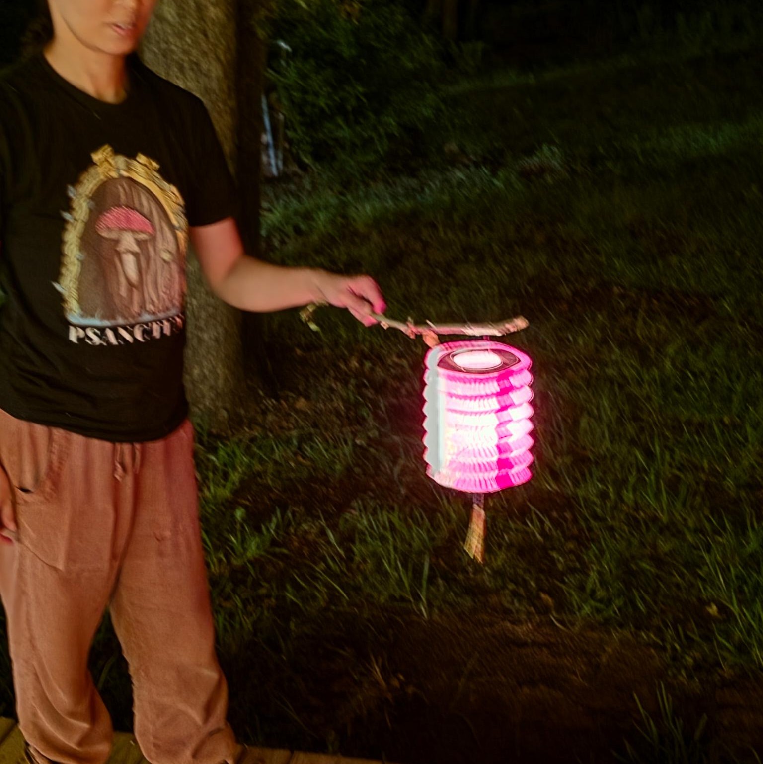  Walking with Traditional Paper Lantern